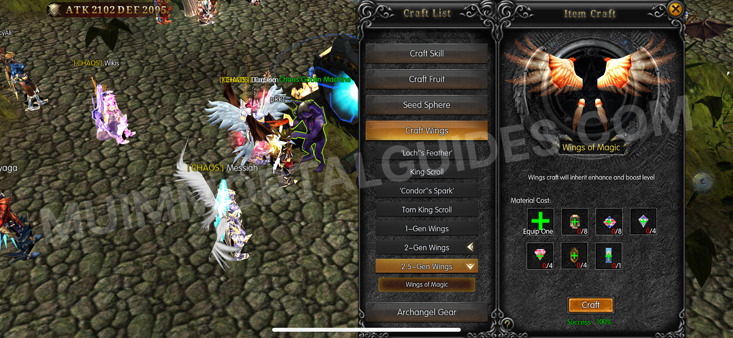 Crafting 2.5-Gen Wings screenshot