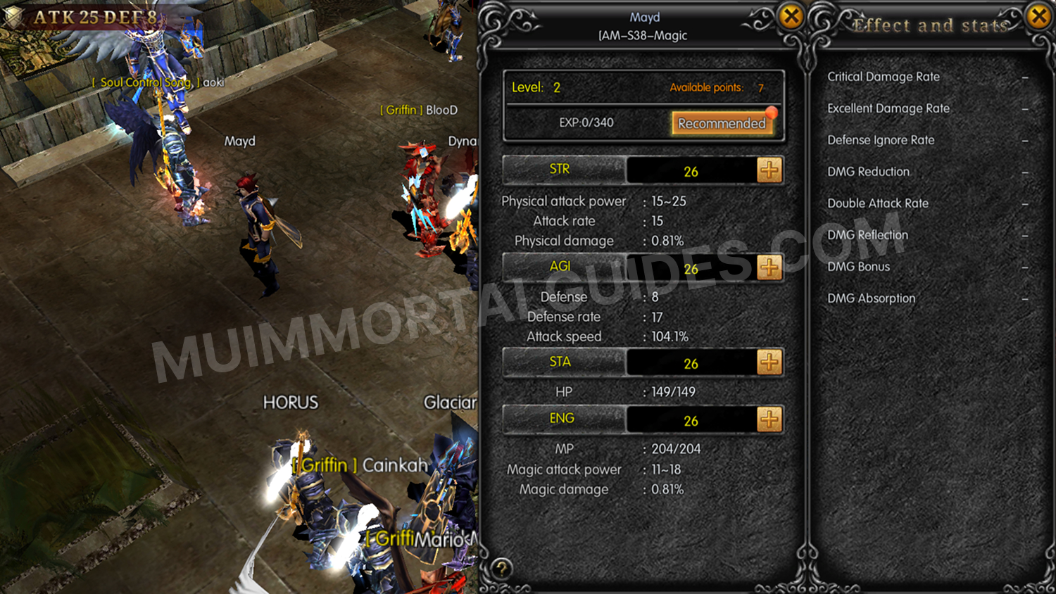MU Immortal screenshot of first stats allocation