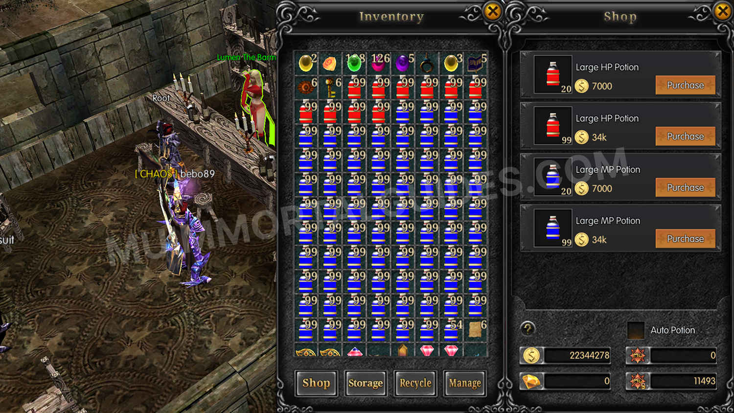 MU Immortal screenshot of Lorencia shop