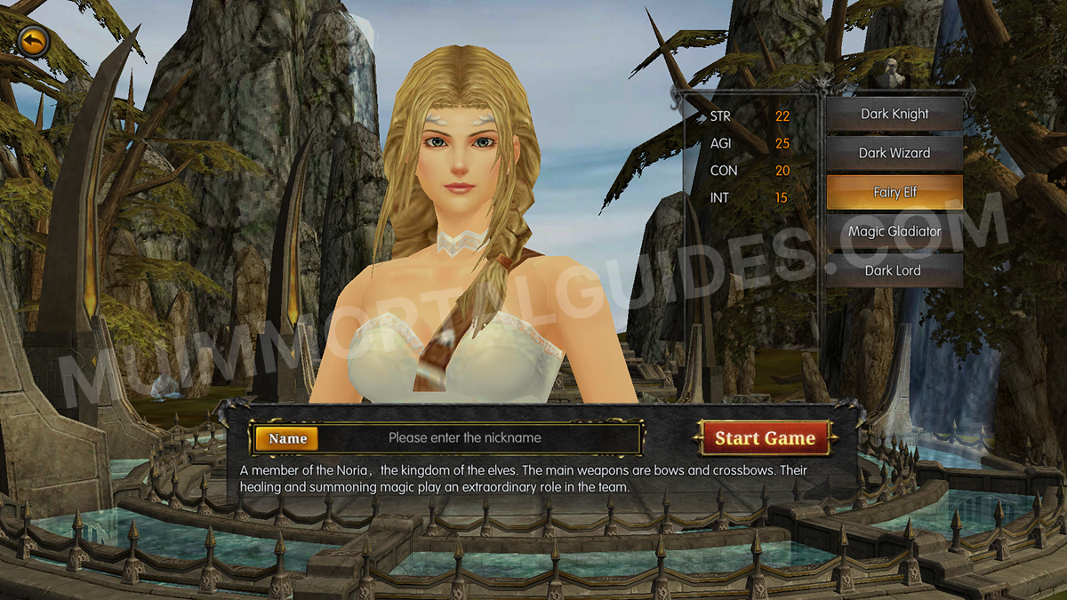 Fairy Elf Character Creation Screen