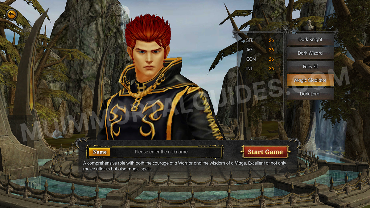 Magic Gladiator Character Creation Screen