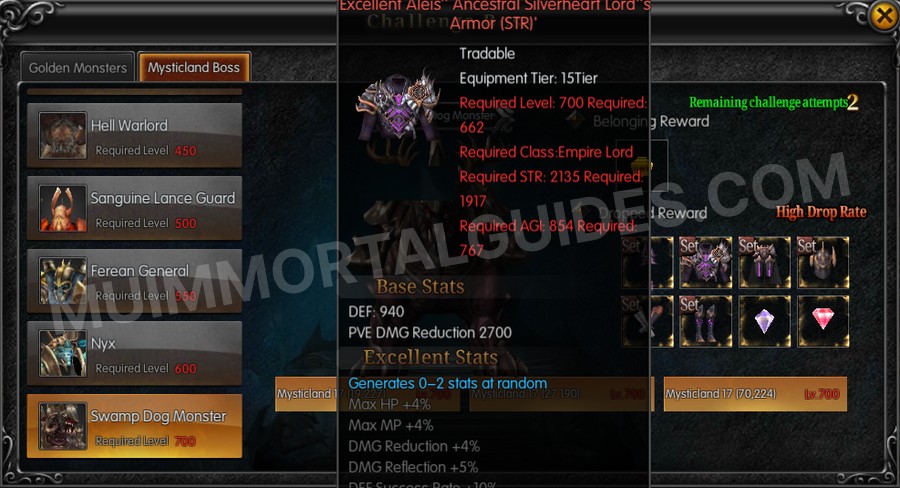 In-game screenshot of Excellent Aleis' Ancestral Silverheart Lord's Armor (STR) tooltip