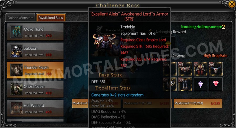 In-game screenshot of Excellent Aleis' Awakened Lord's Armor (STR) tooltip