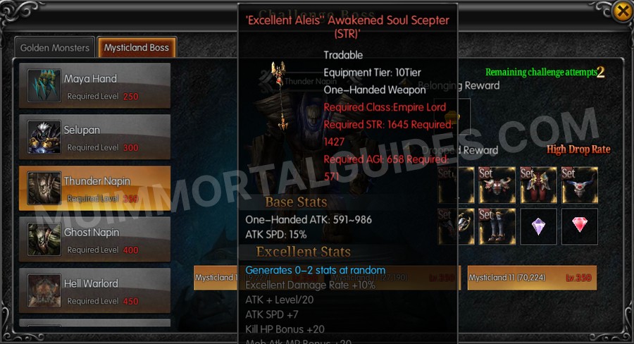 In-game screenshot of Excellent Aleis' Awakened Soul Scepter (STR) tooltip