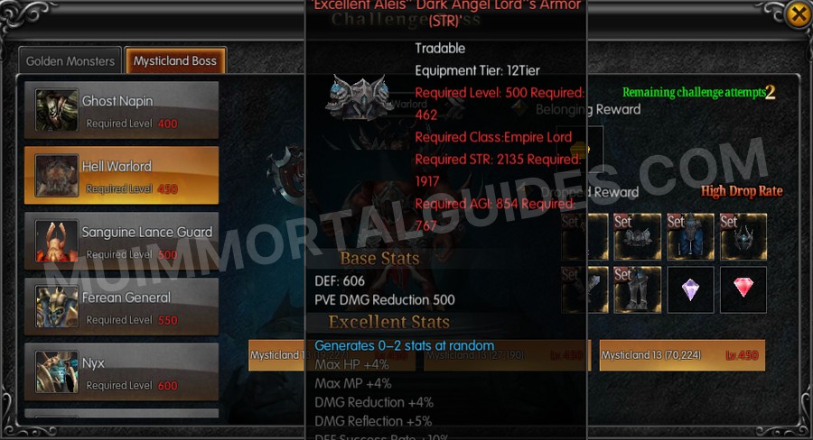 In-game screenshot of Excellent Aleis' Dark Angel Lord's Armor (STR) tooltip