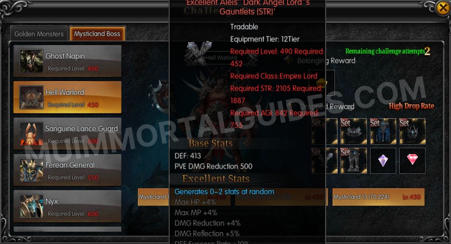 In-game screenshot of Excellent Aleis' Dark Angel Lord's Gauntlets (STR) tooltip