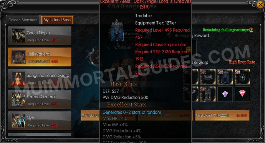 In-game screenshot of Excellent Aleis' Dark Angel Lord's Greaves (STR) tooltip