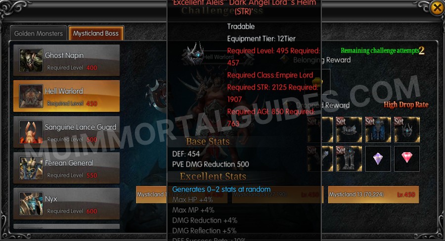 In-game screenshot of Excellent Aleis' Dark Angel Lord's Helm (STR) tooltip