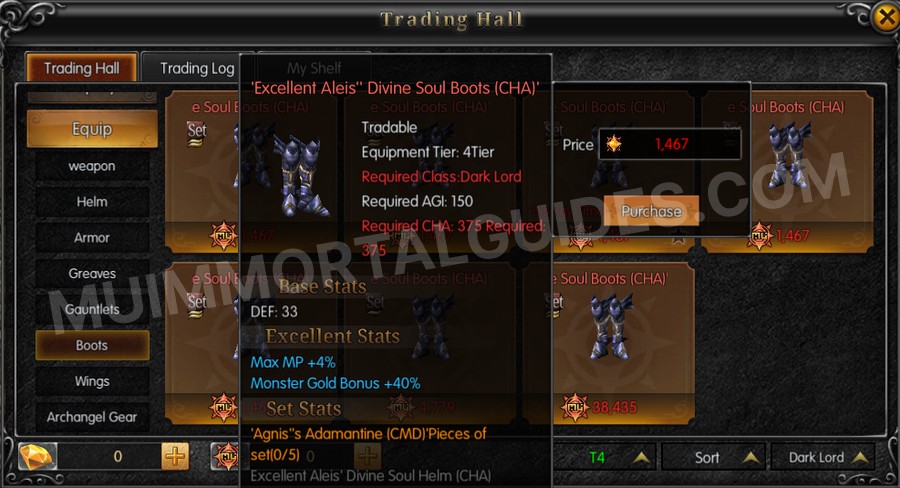 In-game screenshot of Excellent Aleis' Divine Soul Boots (CHA) tooltip