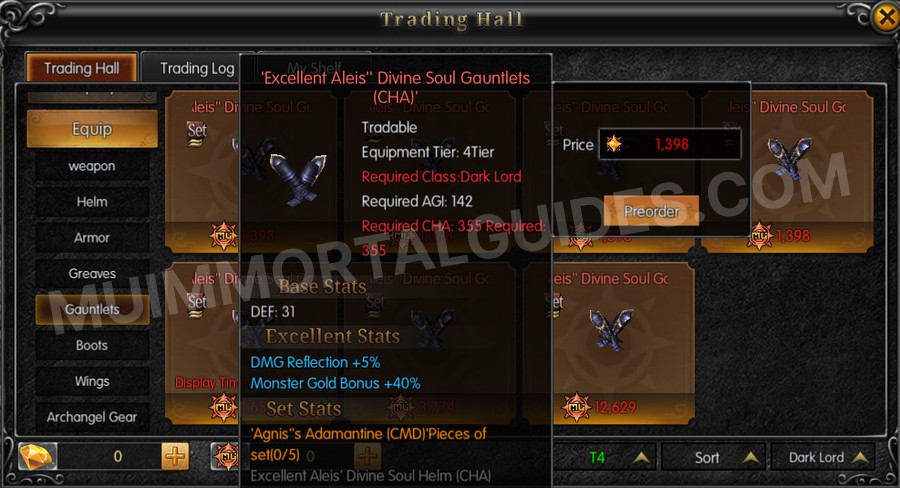 In-game screenshot of Excellent Aleis' Divine Soul Gauntlets (CHA) tooltip