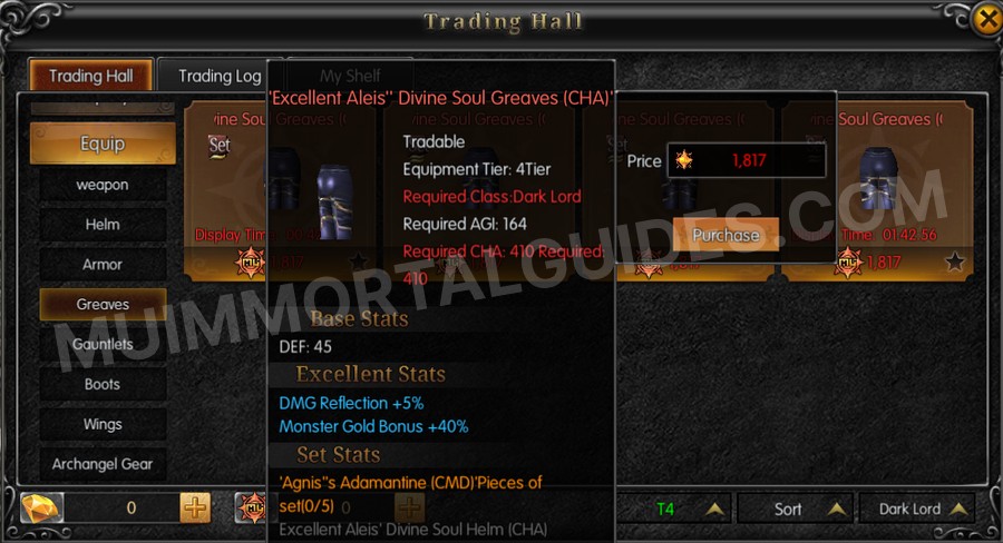 In-game screenshot of Excellent Aleis' Divine Soul Greaves (CHA) tooltip