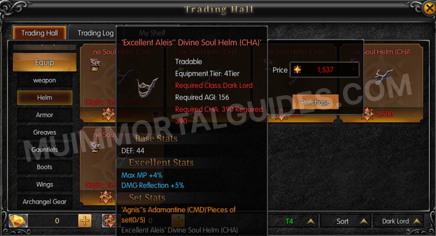 In-game screenshot of Excellent Aleis' Divine Soul Helm (CHA) tooltip