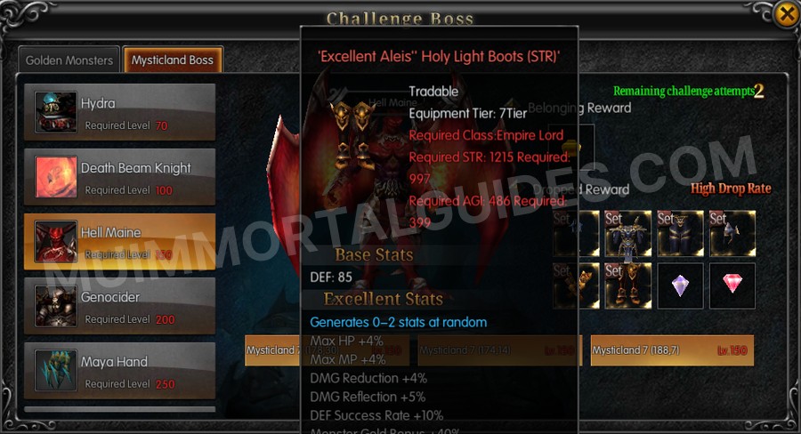 In-game screenshot of Excellent Aleis' Holy Light Boots (STR) tooltip