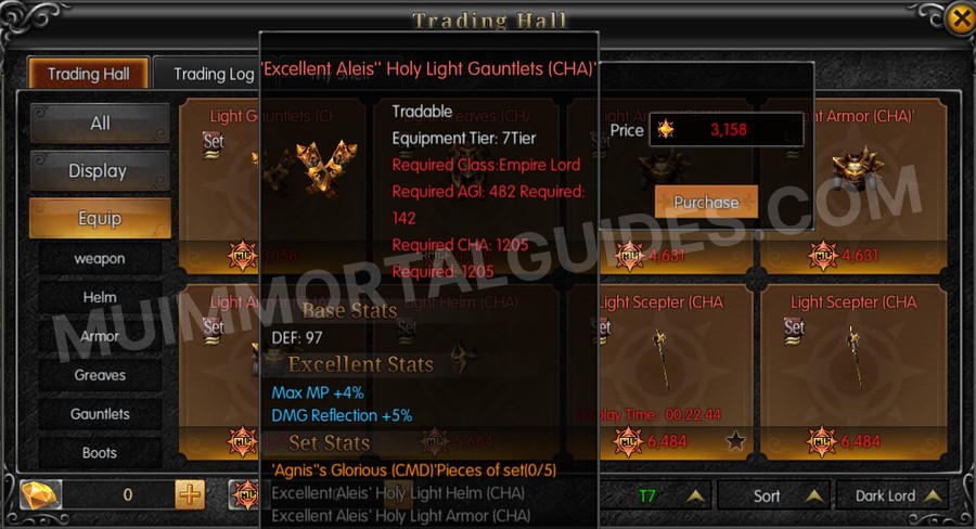 In-game screenshot of Excellent Aleis' Holy Light Gauntlets (CHA) tooltip