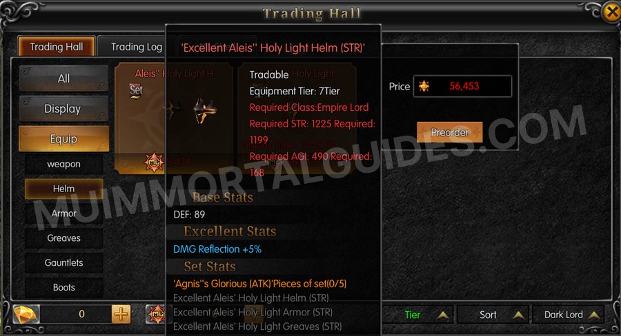 In-game screenshot of Excellent Aleis' Holy Light Helm (STR) tooltip