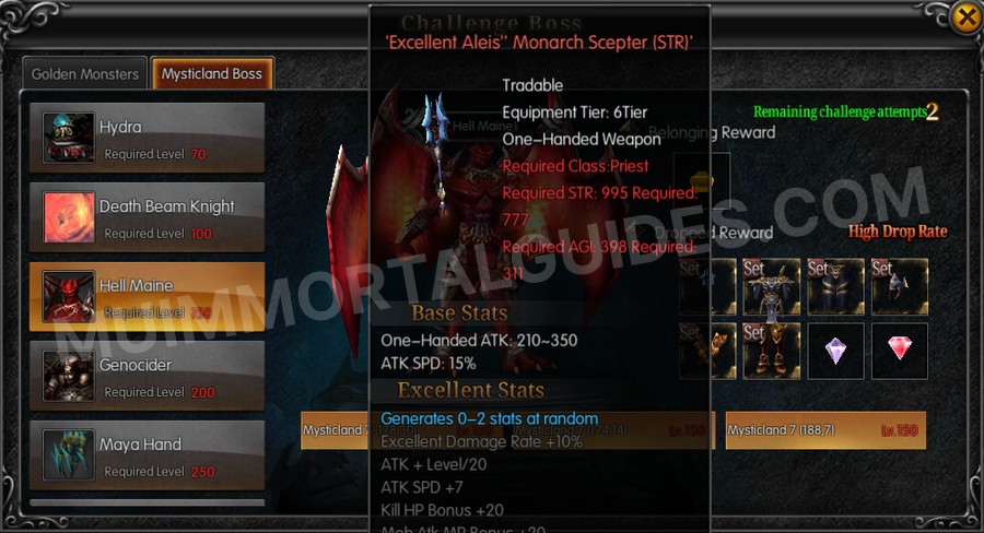 In-game screenshot of Excellent Aleis' Monarch Scepter (STR) tooltip