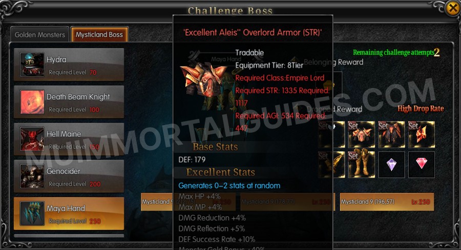 In-game screenshot of Excellent Aleis' Overlord Armor (STR) tooltip