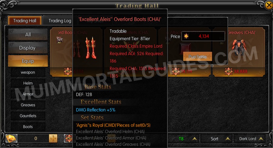 In-game screenshot of Excellent Aleis' Overlord Boots (CHA) tooltip