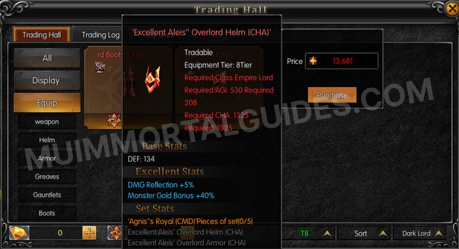 In-game screenshot of Excellent Aleis' Overlord Helm (CHA) tooltip