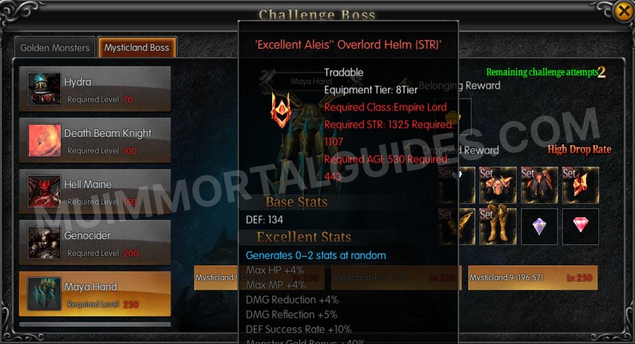 In-game screenshot of Excellent Aleis' Overlord Helm (STR) tooltip