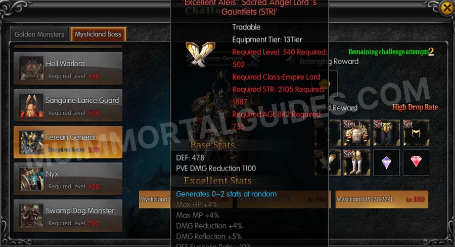 In-game screenshot of Excellent Aleis' Sacred Angel Lord's Gauntlets (STR) tooltip