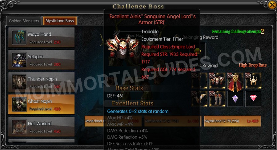 In-game screenshot of Excellent Aleis' Sanguine Angel Lord's Armor (STR) tooltip