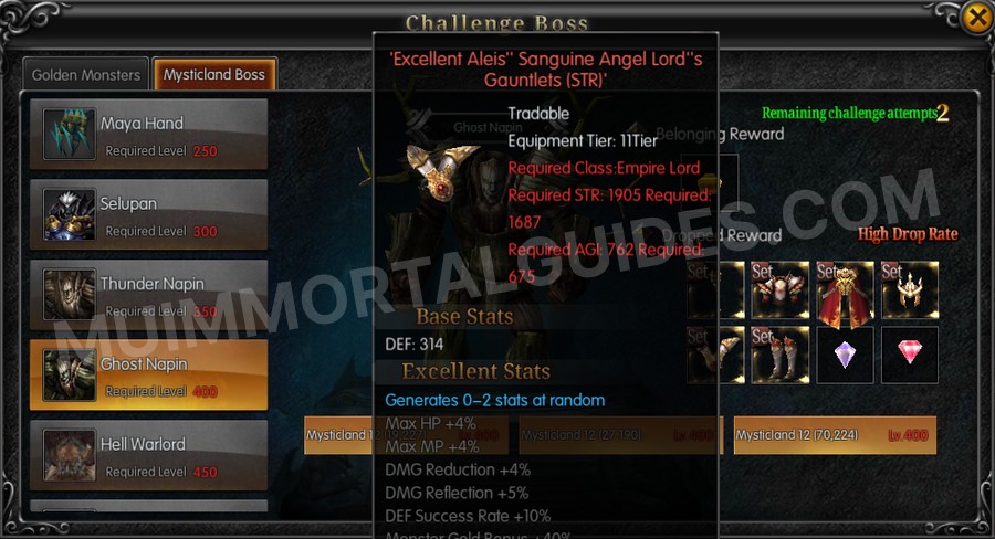 In-game screenshot of Excellent Aleis' Sanguine Angel Lord's Gauntlets (STR) tooltip