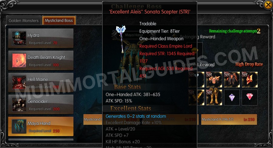 In-game screenshot of Excellent Aleis' Sonata Scepter (STR) tooltip