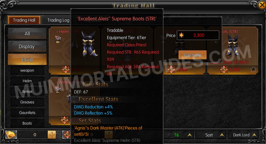 In-game screenshot of Excellent Aleis' Supreme Boots (STR) tooltip