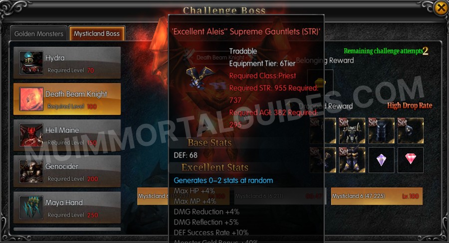 In-game screenshot of Excellent Aleis' Supreme Gauntlets (STR) tooltip