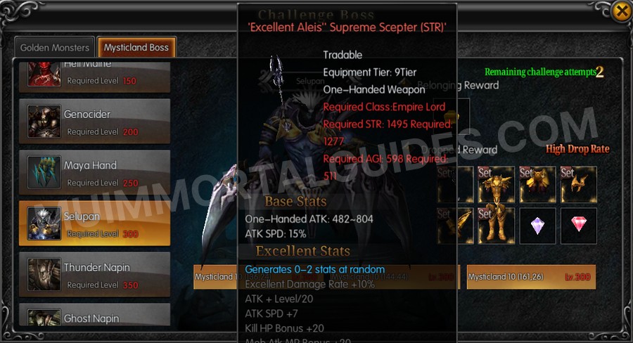 In-game screenshot of Excellent Aleis' Supreme Scepter (STR) tooltip
