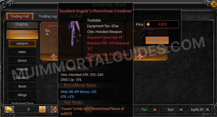 In-game screenshot of Excellent Angela's Moonchase Crossbow tooltip