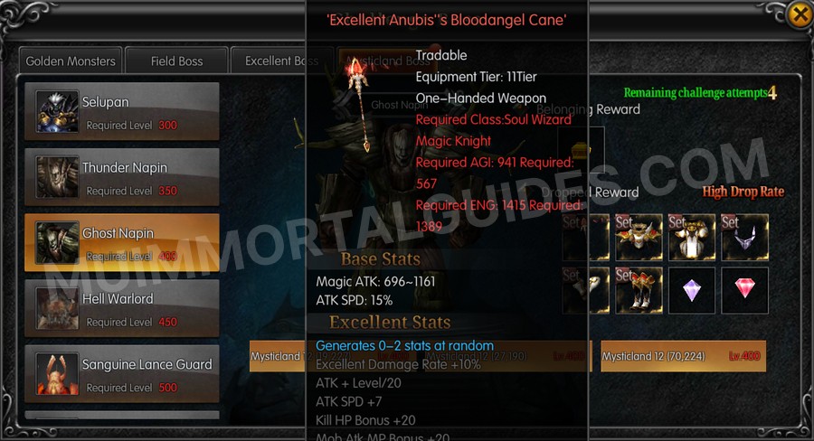 In-game screenshot of Excellent Anubis' Bloodangel Cane tooltip