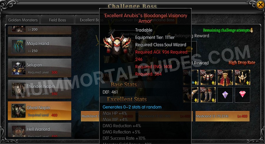 In-game screenshot of Excellent Anubis's Bloodangel Visionary Armor tooltip