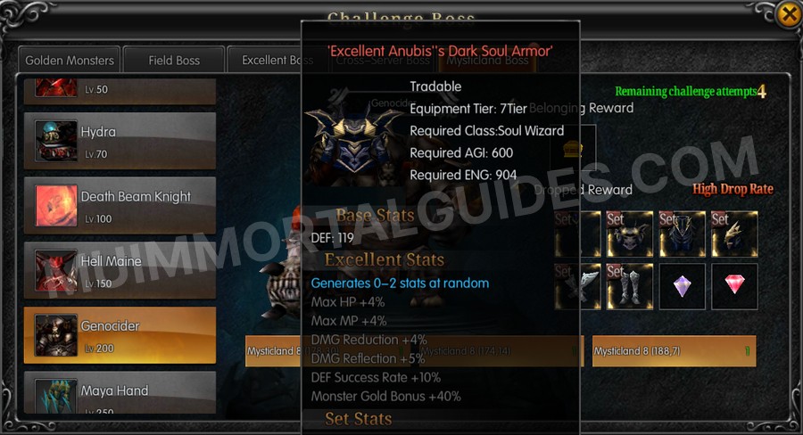 In-game screenshot of Excellent Anubis's Dark Soul Armor tooltip