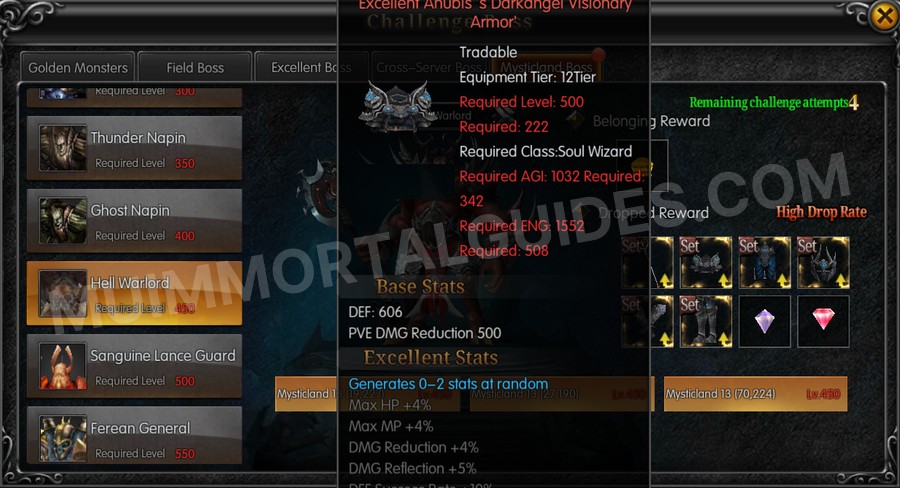 In-game screenshot of Excellent Anubis's Darkangel Visionary Armor tooltip