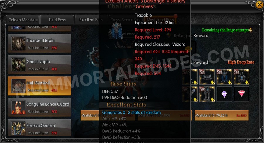 In-game screenshot of Excellent Anubis's Darkangel Visionary Greaves tooltip