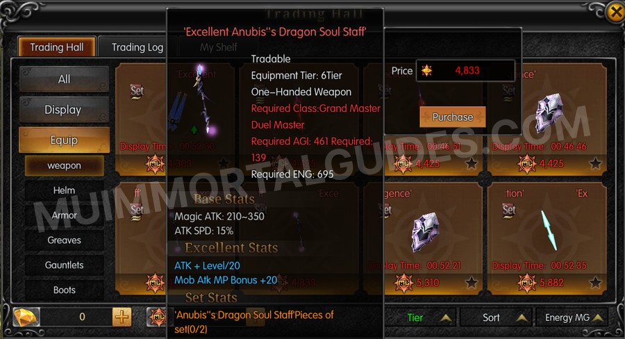 In-game screenshot of Excellent Anubis's Dragon Soul Staff tooltip