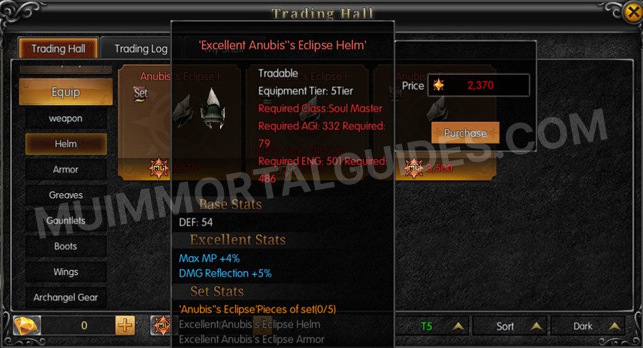 In-game screenshot of Excellent Anubis's Eclipse Helm tooltip