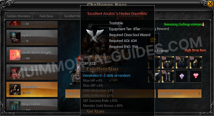 In-game screenshot of Excellent Anubis's Hades Gauntlets tooltip