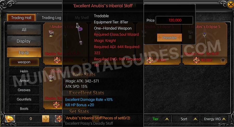 In-game screenshot of Excellent Anubis's Inberial Staff tooltip