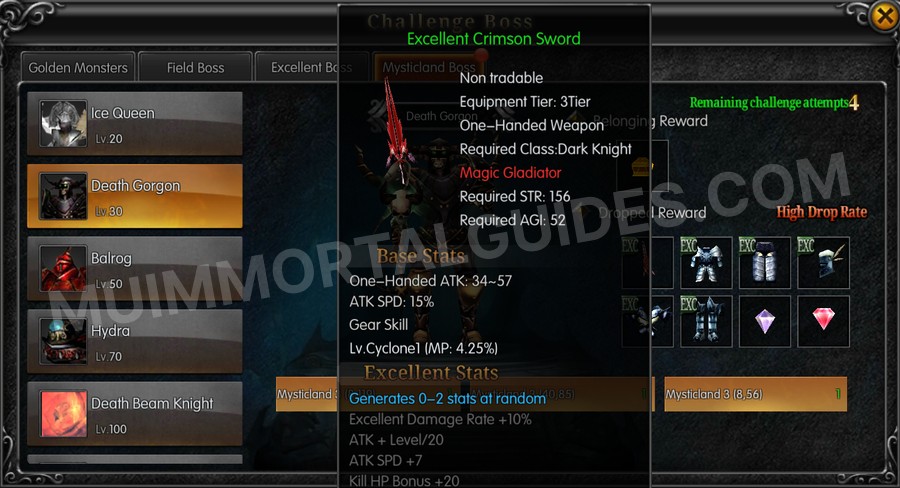 In-game screenshot of Excellent Crimson Sword tooltip