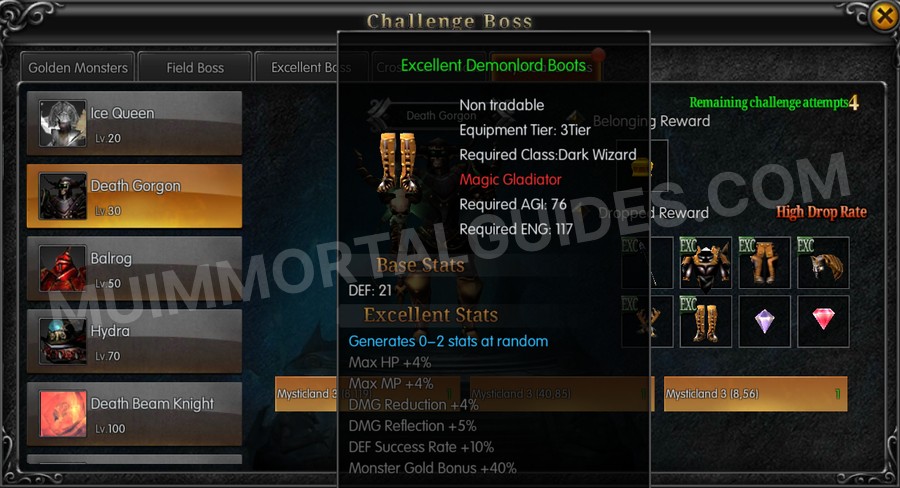 In-game screenshot of Excellent Demonlord Boots tooltip
