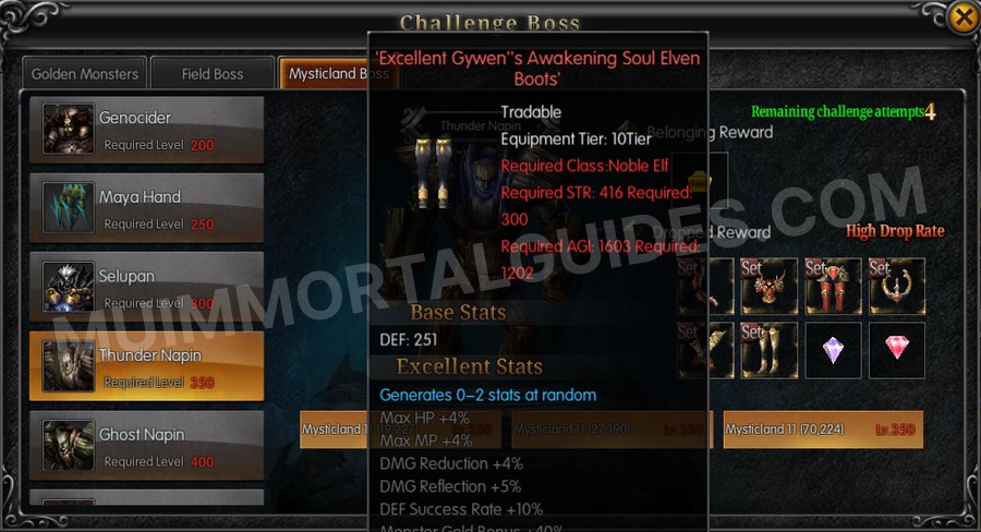 In-game screenshot of Excellent Gywen's Awakening Soul Elven Boots tooltip