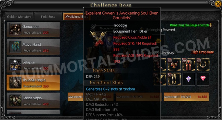 In-game screenshot of Excellent Gywen's Awakening Soul Elven Gauntlets tooltip