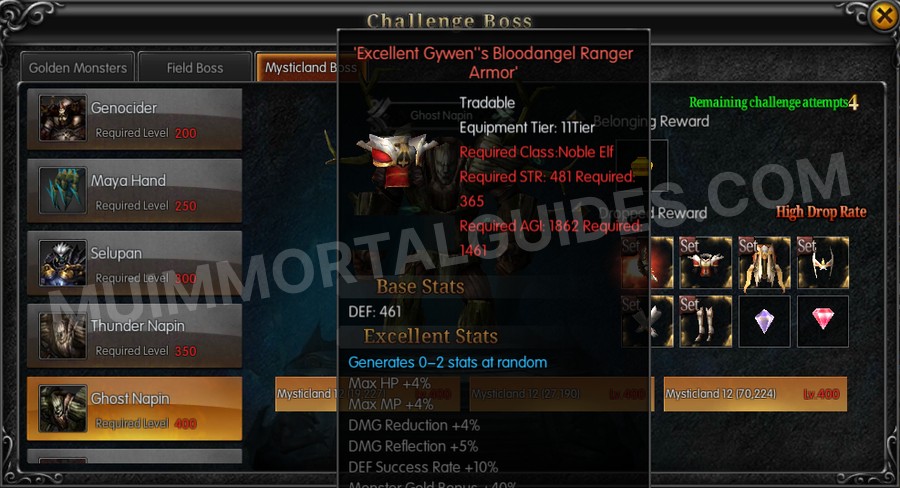 In-game screenshot of Excellent Gywen's Bloodangel Ranger Armor tooltip
