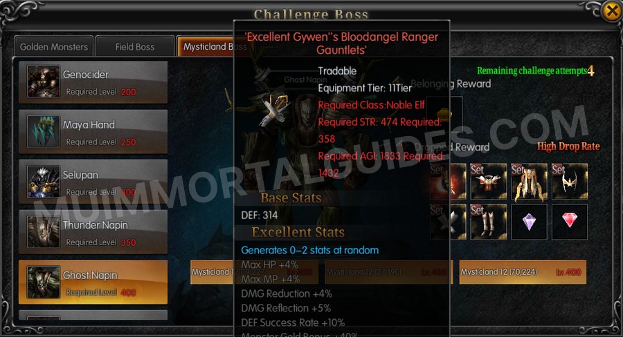 In-game screenshot of Excellent Gywen's Bloodangel Ranger Gauntlets tooltip