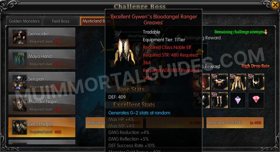In-game screenshot of Excellent Gywen's Bloodangel Ranger Greaves tooltip