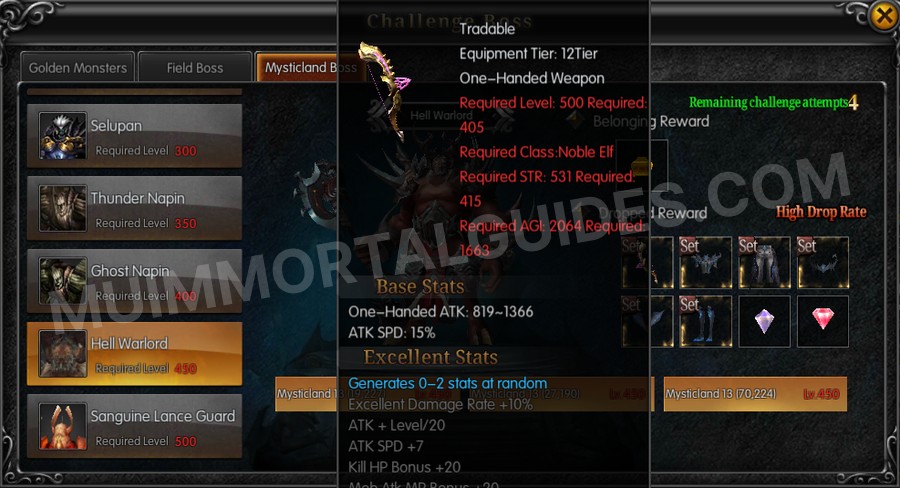 In-game screenshot of Excellent Gywen's Darkangel Bow tooltip