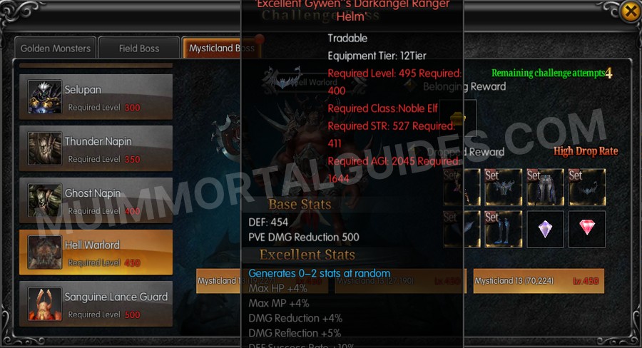 In-game screenshot of Excellent Gywen's Darkangel Ranger tooltip
